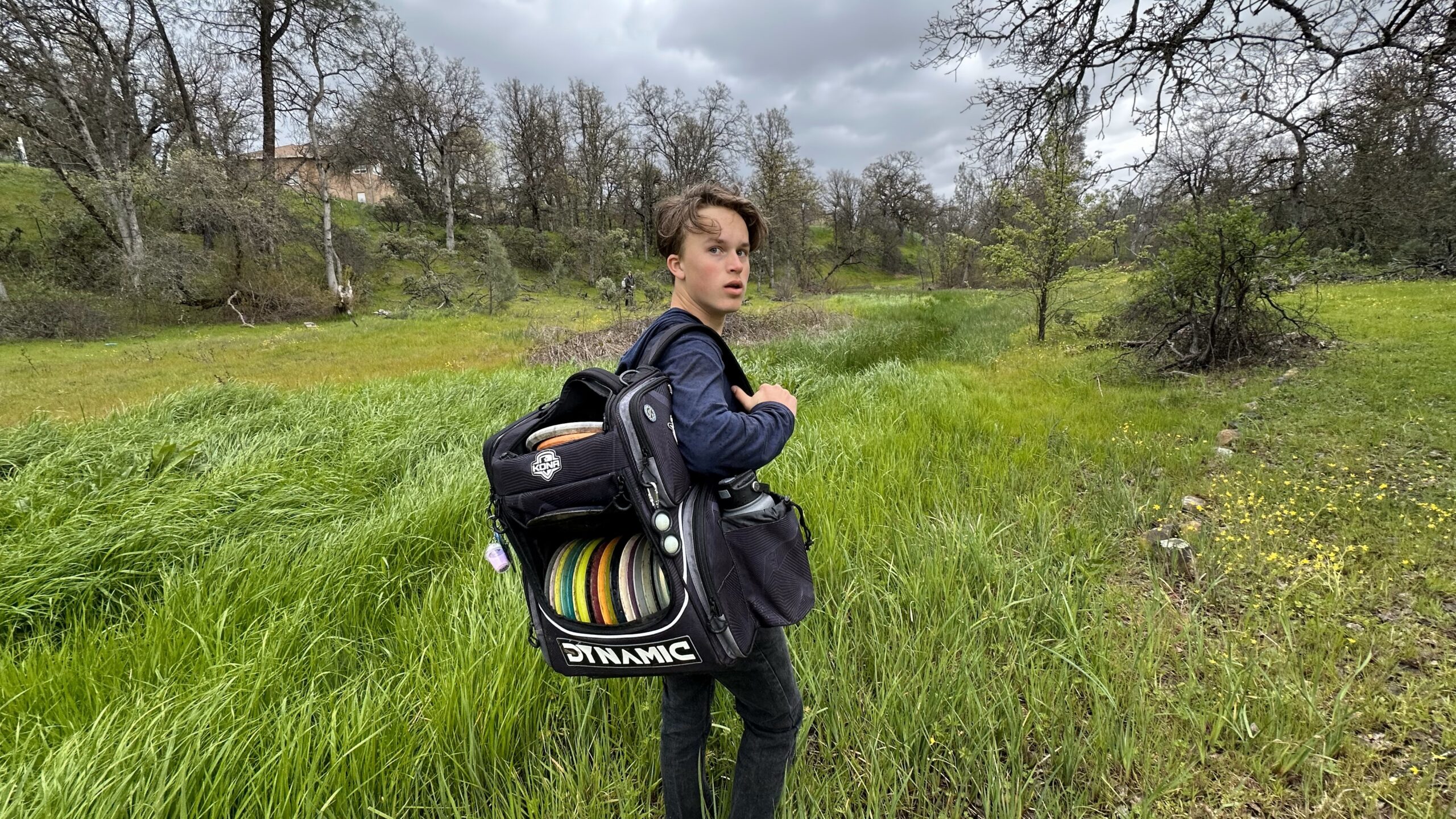 Abraham Johnson practicing in backyard